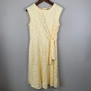 Perceptions New York Yellow Lace Overlay Dress Size 14 Easter/Church